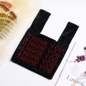 Rhinestones Handbags For Women Tote Bags 2022 Ladies Shopping Bags Party Fashion Alphabet Crystal Shiny Evening Bag Vest Type (Color: Black, size: 35x25x2cm)