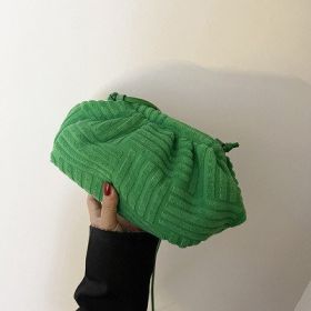 Shoulder Bags Handbags For Women Brand Designers Green Towel Soft Cloth Cloud Bags Flock Messenger Bags New Fashion Dumpling Bun (Color: Green, size: 16x21x7.5cm)
