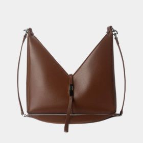 High Quality Leather Shoulder For Women Messages Bags V-Shaped Square Crossbody Bags Ladies Fashion Clutch Underarm Handbags (Color: Brown, size: 28x27x6)