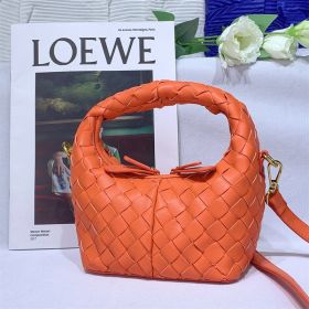 New Fashion Weave Handbags For Women Bucket Tote Bags Soft Leather Zipper Shoulder Message Bags Candy Color Big Crossbody Bags (Color: Orange, size: 18x16x20cm)