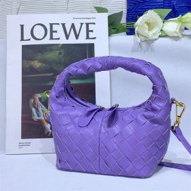 New Fashion Weave Handbags For Women Bucket Tote Bags Soft Leather Zipper Shoulder Message Bags Candy Color Big Crossbody Bags (Color: Purple, size: 18x16x20cm)