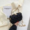 Women Shoulder Bags 2022 Fashion Pleated Weave Handbags Golden Metal Handle Chain Females Evening Clutch Bags New Elegant Box