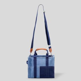 New 2022 Denim Blue Canvas Crossbody Bag For Women Fashion Shoulder Bags Tote Hobo Vintage Handbags Females Bags Color Matching (Color: Blue, size: 26x22x11cm)