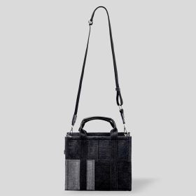 New 2022 Denim Blue Canvas Crossbody Bag For Women Fashion Shoulder Bags Tote Hobo Vintage Handbags Females Bags Color Matching (Color: Black, size: 26x22x11cm)