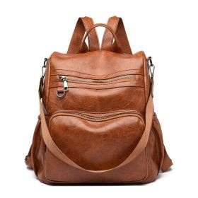 Backpack Purse for Women Fashion Leather Designer Travel  Shoulder Bags (Color: Brown)