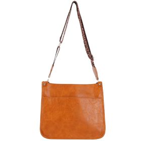 Women Fashion Leather Crossbody Bag Shoulder Bag Casual Handbag with Flexible Wearing Styles Adjustable Guitar Strap (Color: Orange)