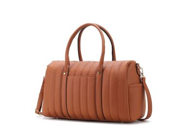 MKF Collection Luana Quilted Vegan Leather Women's Duffle Bag by Mia k (Material: Vegan Leather, Color: Brown)