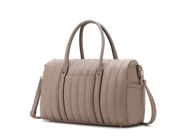 MKF Collection Luana Quilted Vegan Leather Women's Duffle Bag by Mia k (Material: Vegan Leather, Color: Taupe)
