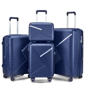 Luggage Sets 4 Piece(14/20/24/28), Expandable Lightweight Suitcase with 4 Double 360 Degrees Mute Spinner Wheels PP Materials Durable TSA Lock Travel (Color: as Pic)