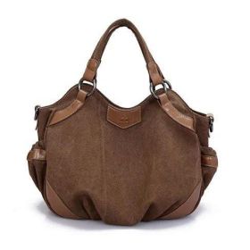 Travel Town Canvas Shoulder Bag (Color: Brown)