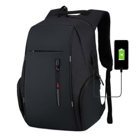 Waterproof Laptop Backpack 17" Travel Rucksack School Bag with USB Charging Port (Color: Black)