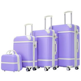 Hardshell Luggage Sets 4 Pieces 20"+24"+28" Luggages and Cosmetic Case Spinner Suitcase with TSA Lock Lightweight (Color: as Pic)