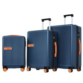 Contrast Color 3 Piece Luggage Set Hardside Spinner Suitcase with TSA Lock 20" 24' 28" Available (Color: as Pic)