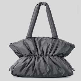 Autumn And Winter Pleated Cotton Filled Large Capacity Handbag For Women (Option: Gray)