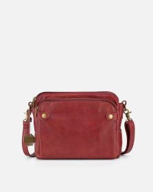 Vintage Three Layer Leather Messenger Bag (Color: Wine Red)