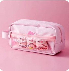 Large Capacity Elementary Students' Pencil Bag (Option: Pink Cherry Blossom Yakult)
