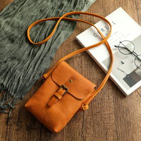 Genuine Leather Vertical Mini Skeleton-skin Small Bag (Color: Yellow)
