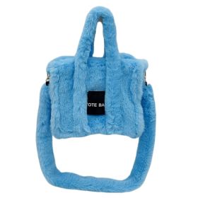 Women's Faux Rabbit Fur Portable Large-capacity Crossbody Bag (Option: Sky Blue)