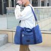 Canvas Travel Bag with Patch Decor Lightweight Luggage for Business Trips