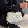Women Shoulder Bags 2022 Fashion Pleated Weave Handbags Golden Metal Handle Chain Females Evening Clutch Bags New Elegant Box