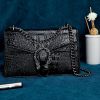 Crossbody Shoulder Square Purse For Women - Fashion Embossed Snake-Print Leather Handbag Metal Chain satchel Tote Bag