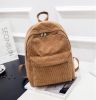 Corduroy Backpack Fashion Women Bookbags Pure Color Shoulder Bag Teenger Girl Travel Bag Mochila Striped Rucksack