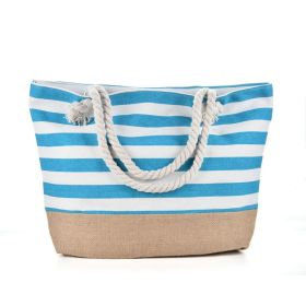 Striped Beach Bag Casual Large Capacity Women Shoulder Bags (Option: Blue-50x12x35cm)
