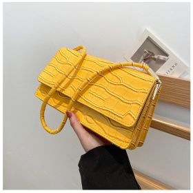 Women Shoulder Bgas Stone Pattern Solid Color Elegant Bag (Color: Yellow)