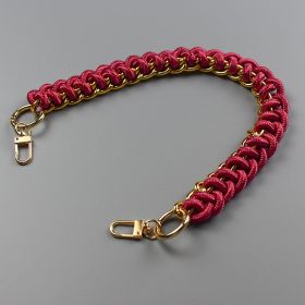 Women's Bag Woven Bag With 40cm Short With Buckle Can Be Mobile Phone Charm (Option: Old Wine Red-40cm)