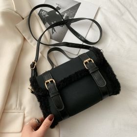 Plush Women's Crossbody Handbag Fashion (Color: Black)