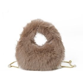 Fashion Plush Hand-carrying Bag Women (Color: Khaki)