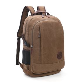 Wear-resistant Washed Canvas Men's And Women's Backpacks Street Casual Fashion Large Capacity Multifunctional (Color: Coffee)