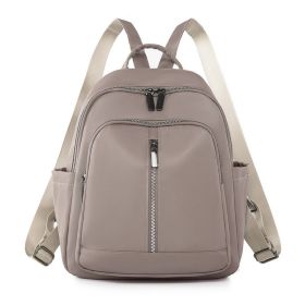 Casual Women's Nylon Backpack Simple Versatile Large Capacity (Color: Khaki)