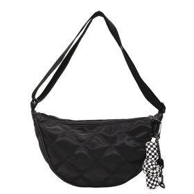 Women's Personality Trendy Rhombus Dumpling Messenger Bag (Color: Black)