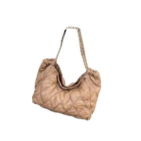 Trendy Fashion Chain Linggetote Bag (Option: Khaki-36x29x14cm)
